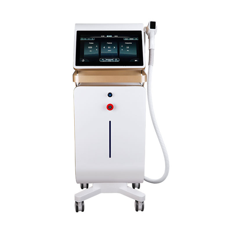 An efficient triple-wavelength laser hair removal device featuring a user-friendly interface design, suitable for all skin types.